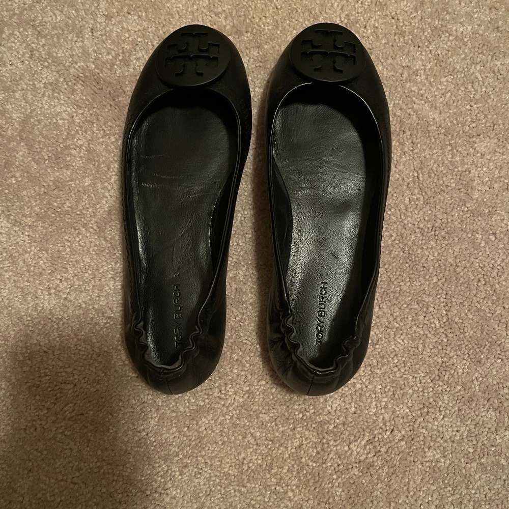 Tory Burch Black Leather Flats